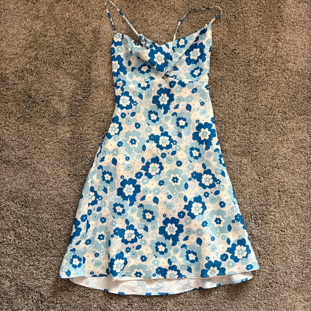 MOD ON TREND Blue Floral Mini Dress Womens Size S